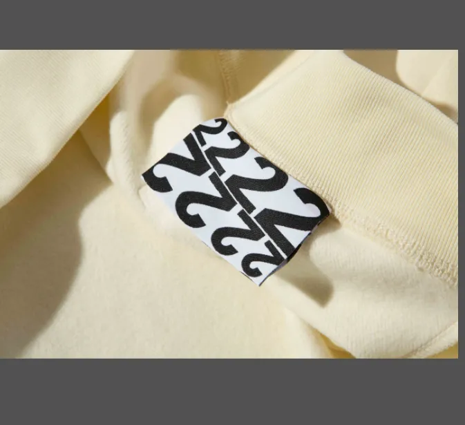 R1243 JERRY Same Style FEAR OF GOD x RRR123 Cross Religious Theme Letter Printed Round Neck Velvet Sweatshirt in Apricot 1 Size 2 Size 3