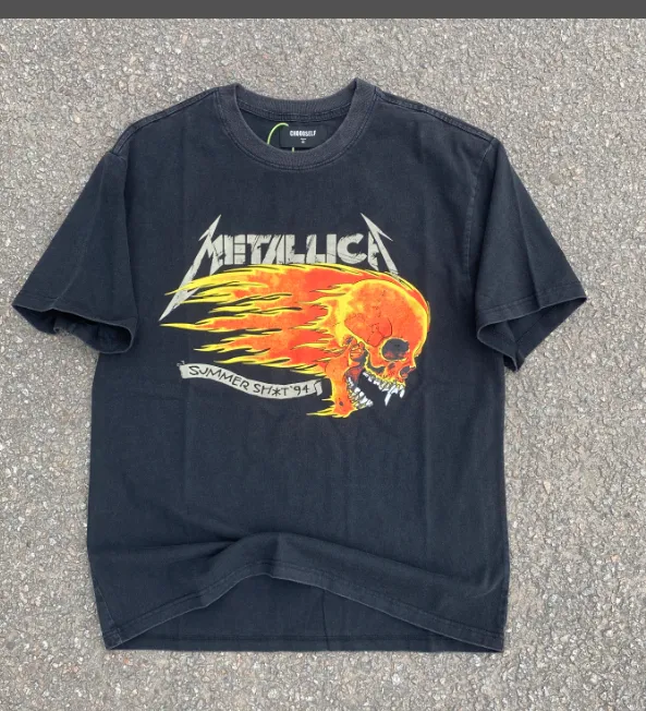 METALLICA Flame Skull Limited Edition Vintage Vintage Vintage Washed Water Vintage Tee Size: S M L XL