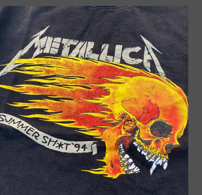 METALLICA Flame Skull Limited Edition Vintage Vintage Vintage Washed Water Vintage Tee Size: S M L XL