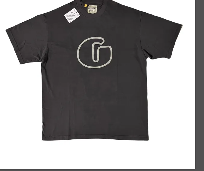 Gallery Depot. Vintage G-letter printed short sleeved T-shirt in black brown S-XL