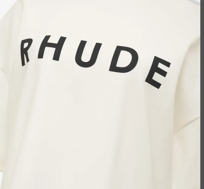 RHUDE simple logo slogan print loose short sleeved T-shirt white S-XL size