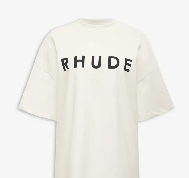 RHUDE simple logo slogan print loose short sleeved T-shirt white S-XL size