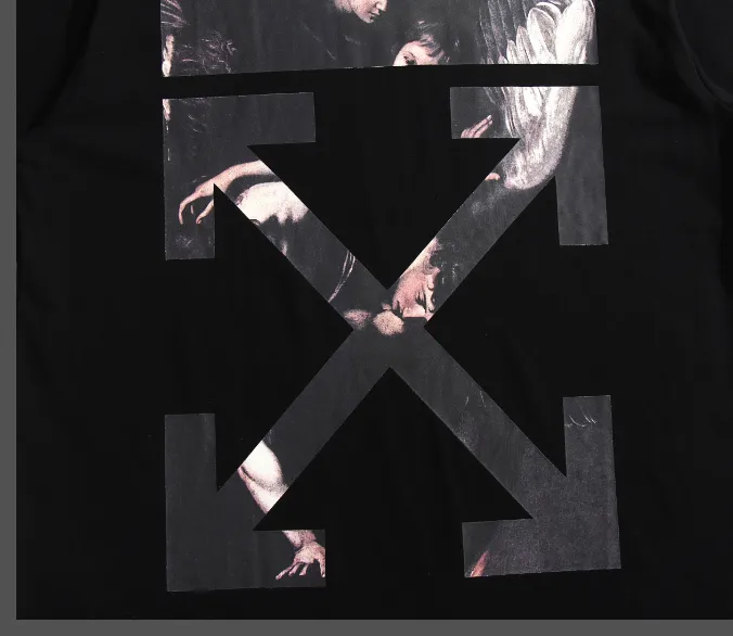 OFF WHITE Madonna Religious Oil Painting Short Sleeve