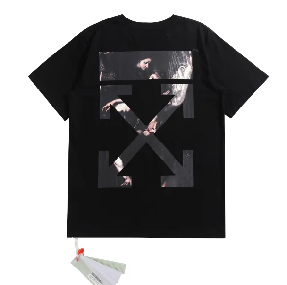 OFF WHITE Madonna Religious Oil Painting Short Sleeve