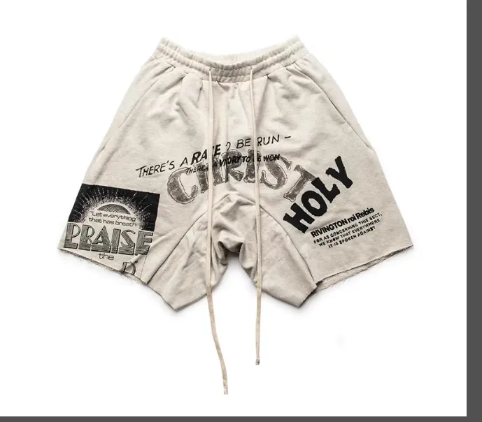 FEAR OF GOD x RRR 123 Co branded Letter Printed Drawstring Shorts Grey 1 Size 2 Size 3