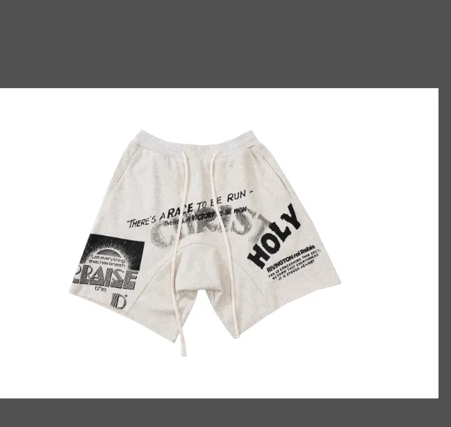 FEAR OF GOD x RRR 123 Co branded Letter Printed Drawstring Shorts Grey 1 Size 2 Size 3