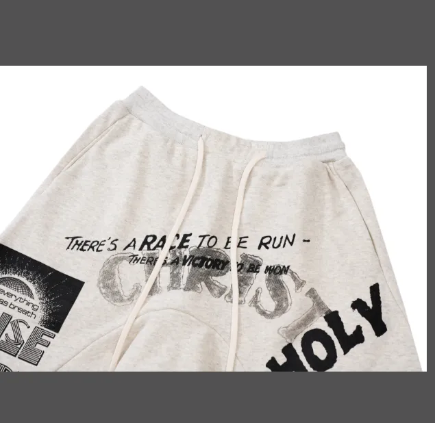 FEAR OF GOD x RRR 123 Co branded Letter Printed Drawstring Shorts Grey 1 Size 2 Size 3