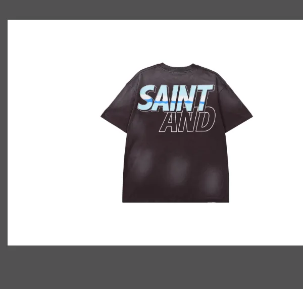 SAINT MICHAEL x WIND AND SEA TEE collaboration, Takuya Kimura upper body letter logo letter printed short sleeved T-shirt, coffee color S-XL