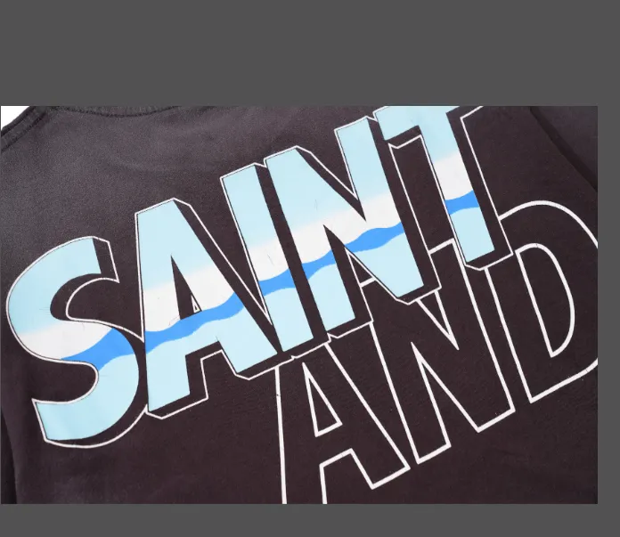 SAINT MICHAEL x WIND AND SEA TEE collaboration, Takuya Kimura upper body letter logo letter printed short sleeved T-shirt, coffee color S-XL