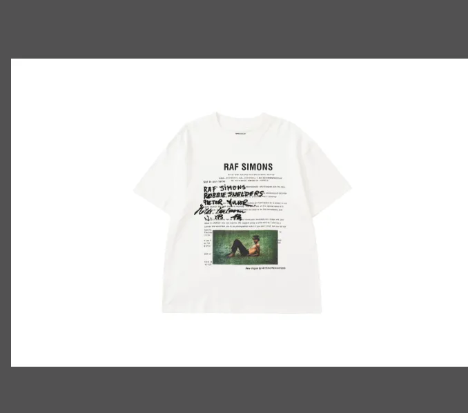 New Vogue × Raf Simons Character Photo Letter Printed Short sleeved T-shirt White Size 1, 2, 3