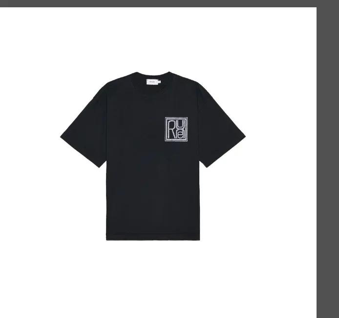 RHUDE stamp logo print retro short sleeved T-shirt black S-XL size