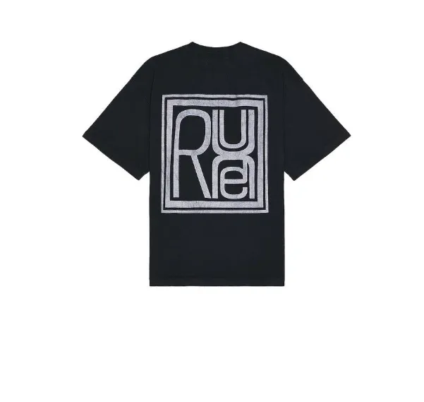 RHUDE stamp logo print retro short sleeved T-shirt black S-XL size