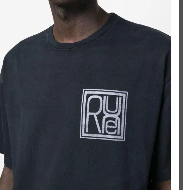 RHUDE stamp logo print retro short sleeved T-shirt black S-XL size