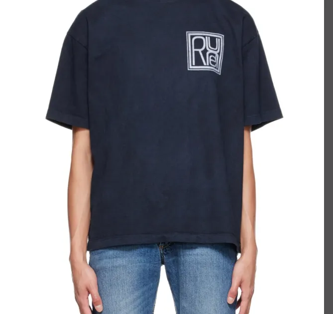 RHUDE stamp logo print retro short sleeved T-shirt black S-XL size