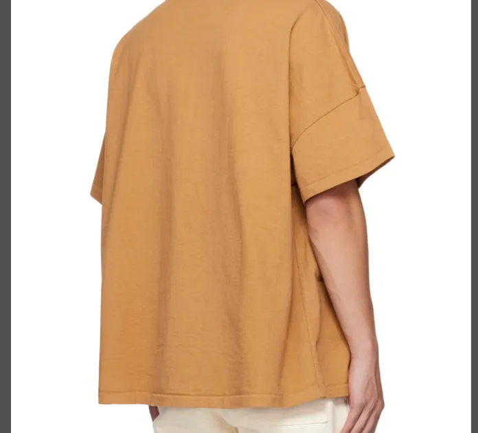 RHUDE Simple Logo Loose Retro Short Sleeve T-shirt Dihuang Rice Apricot Black S-XL Size