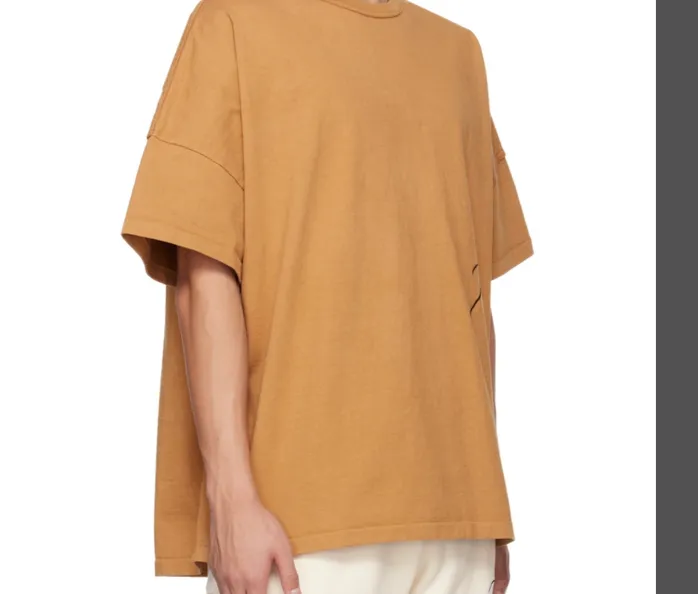 RHUDE Simple Logo Loose Retro Short Sleeve T-shirt Dihuang Rice Apricot Black S-XL Size