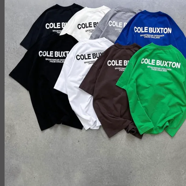 Cole Buxton Minimalist Letter Slogan Printed Short Sleeve T-shirt Green Flower Grey White Black S-XL Size