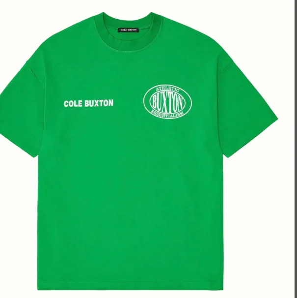 Cole Buxton Minimalist Letter Slogan Printed Short Sleeve T-shirt Green Flower Grey White Black S-XL Size