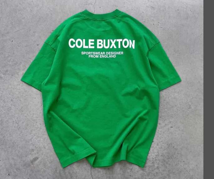 Cole Buxton Minimalist Letter Slogan Printed Short Sleeve T-shirt Green Flower Grey White Black S-XL Size