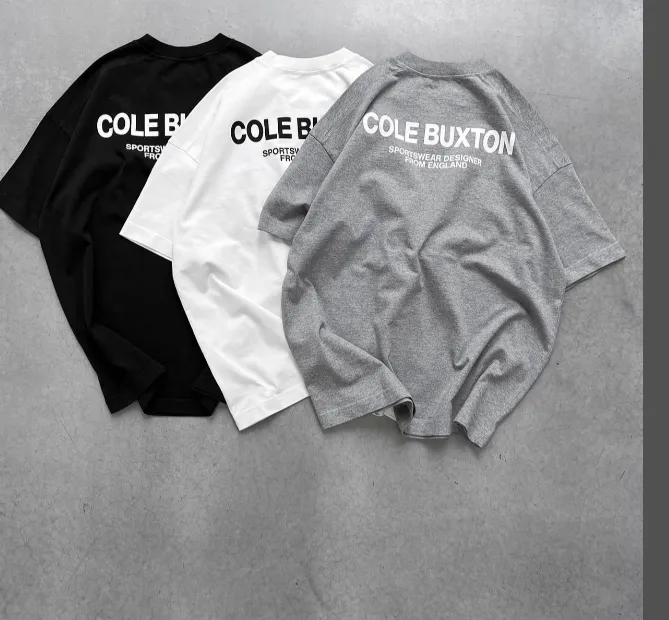 Cole Buxton Minimalist Letter Slogan Printed Short Sleeve T-shirt Green Flower Grey White Black S-XL Size