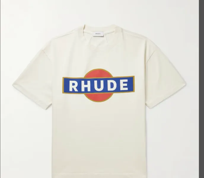 RHUDE Summer Vintage Racer Logo Short sleeved T-shirt White S-XL Size