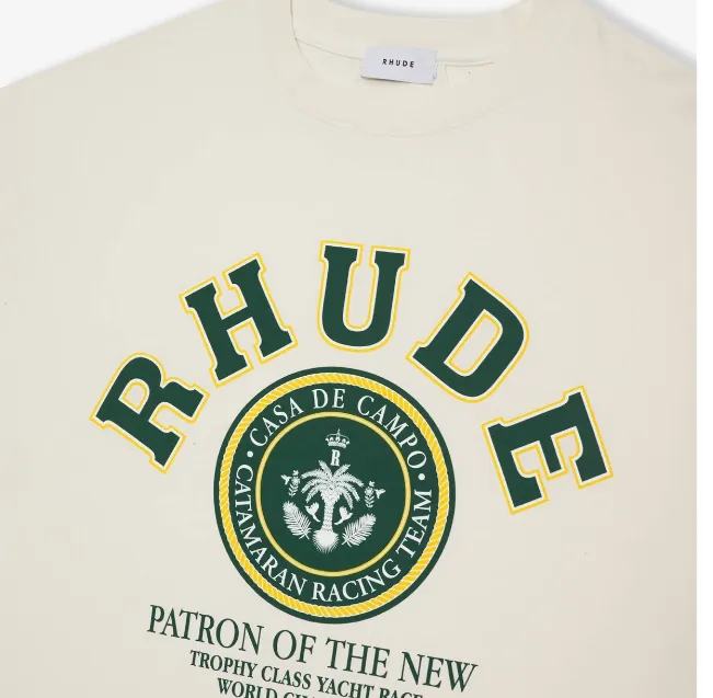 RHUDE Retro Letter Logo Print Rhugi Owner's Upper Body Short Sleeve T-shirt White S-XL Size