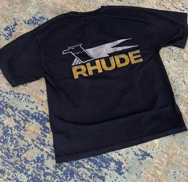 RHUDE High Street Retro Vintage Vintage Logo Short Sleeve T-shirt Black S-XL Size