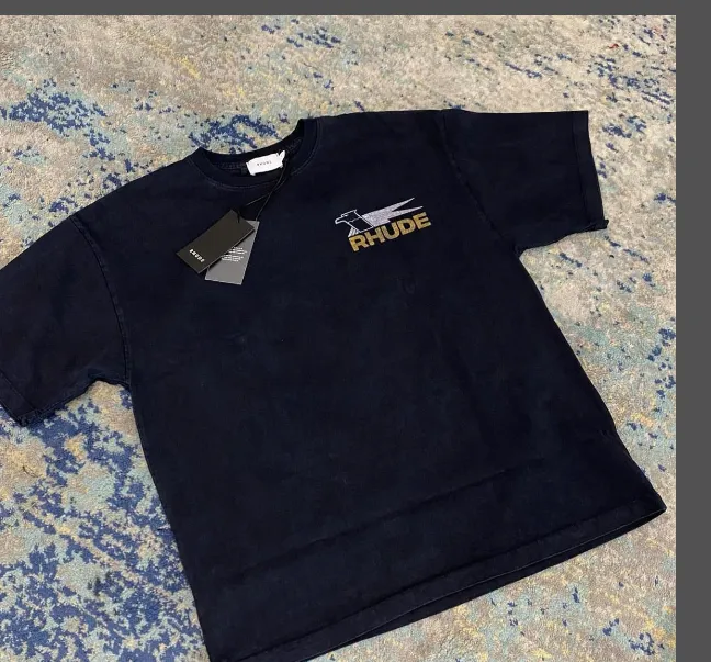 RHUDE High Street Retro Vintage Vintage Logo Short Sleeve T-shirt Black S-XL Size