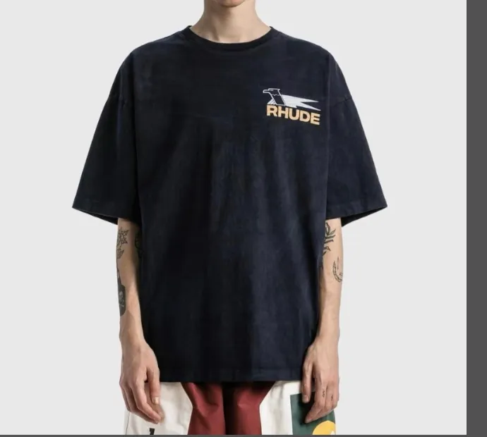 RHUDE High Street Retro Vintage Vintage Logo Short Sleeve T-shirt Black S-XL Size