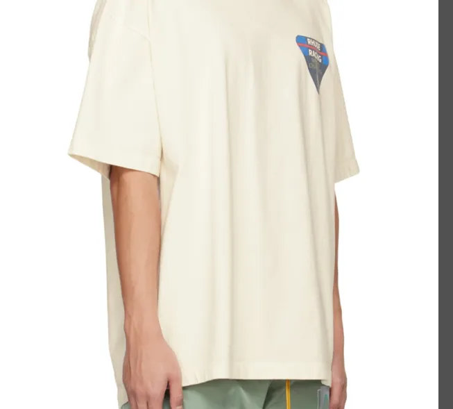 RHUDE Spring Summer Slogan Triangle Logo Printed Short Sleeve T-shirt White S-XL Size