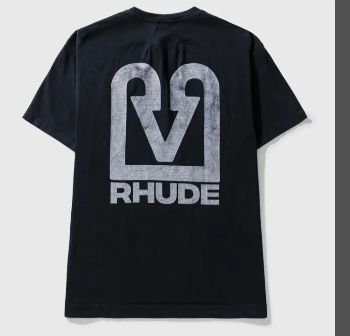 RHUDE Spring Summer Retro Night Cat Printed High Street Short sleeved T-shirt Black S-XL Size