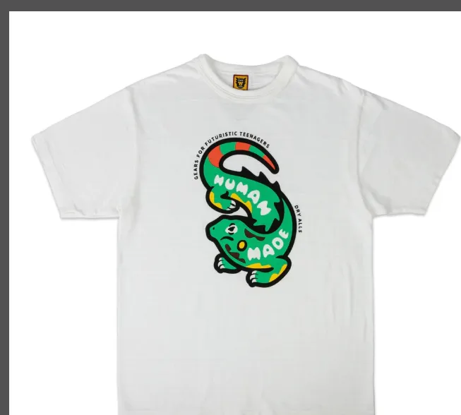 HUMAN MADE BBC collaboration animal limited edition lizard dinosaur cylindrical bamboo cotton printed short sleeved t-shirt white S M L XL