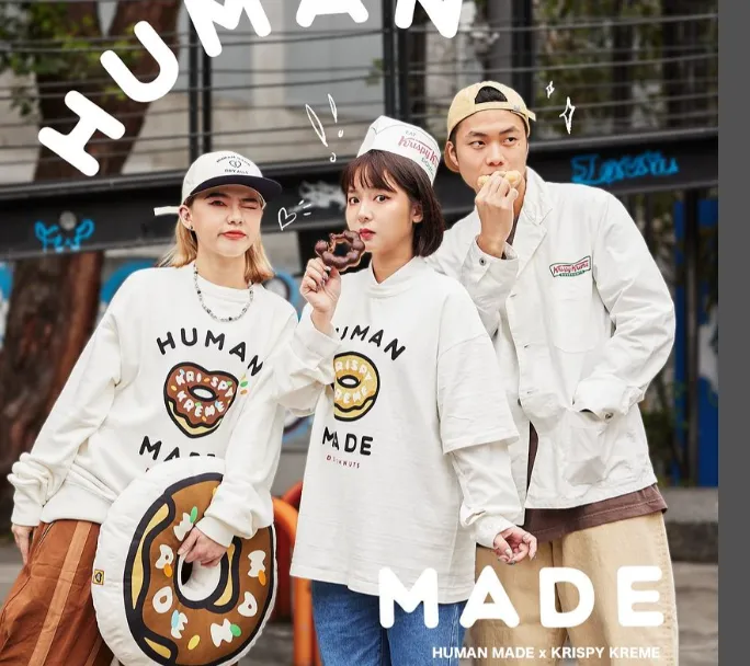 HUMAN MADE SS23 KRISPY KREME GRAPH T-SHIRT Donut Letter Printed Bamboo Cotton Cylinder Round Neck Short Sleeve T-shirt White S M L XL