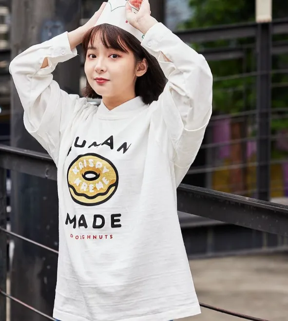 HUMAN MADE SS23 KRISPY KREME GRAPH T-SHIRT Donut Letter Printed Bamboo Cotton Cylinder Round Neck Short Sleeve T-shirt White S M L XL