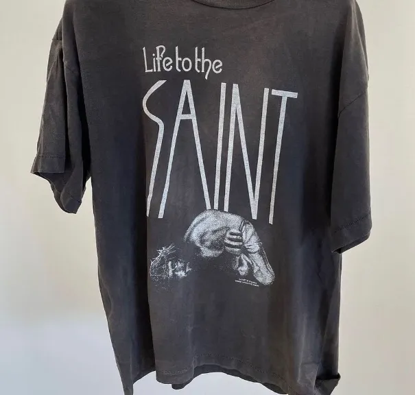 Saint Michael Vintage Vintage Vintage Printed Short sleeved T-shirt Washed Coffee S-XL