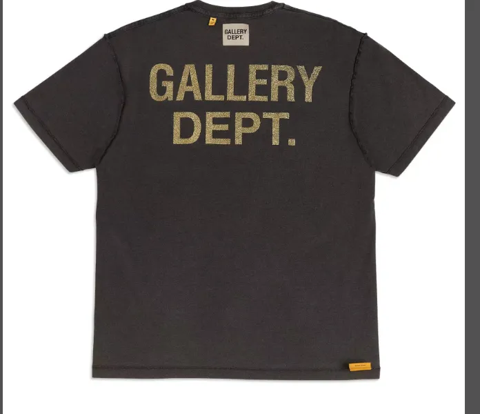 Gallery Depot. ATK Reversible French Logo Tee distressed letter printed short sleeved T-shirt black brown S-XL