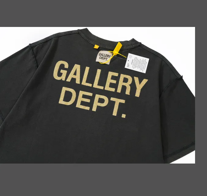 Gallery Depot. ATK Reversible French Logo Tee distressed letter printed short sleeved T-shirt black brown S-XL