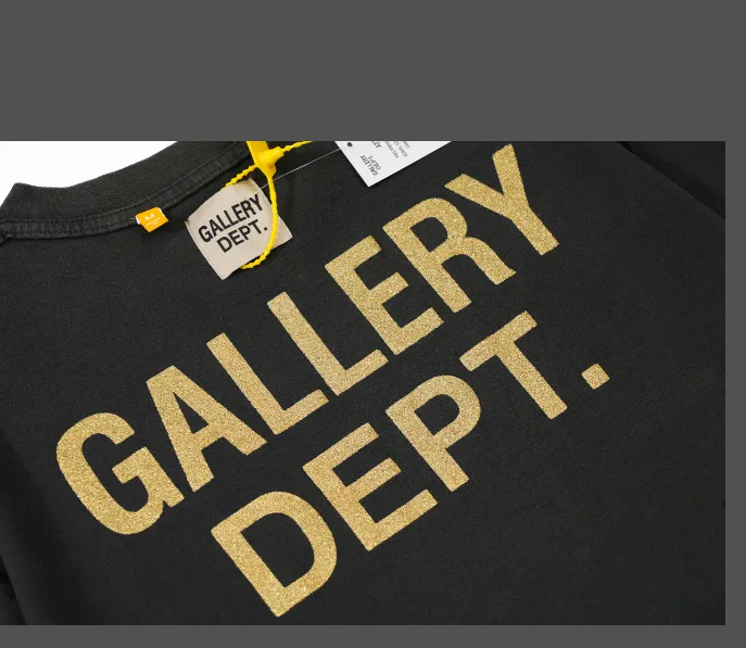 Gallery Depot. ATK Reversible French Logo Tee distressed letter printed short sleeved T-shirt black brown S-XL