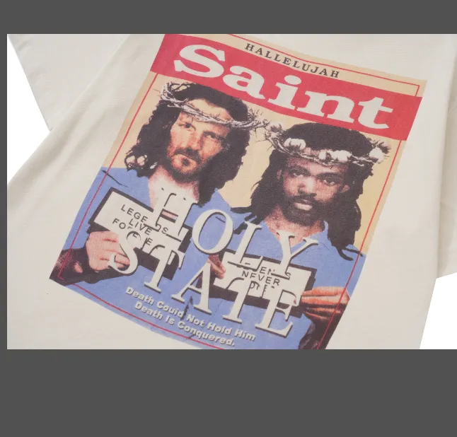 Saint Michael Vintage Vintage Printed Short Sleeve T-shirt Grey White S-XL