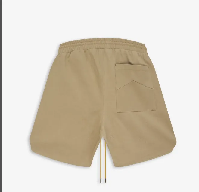 RHUDE Summer Letter Logo Embroidered Drawstring Shorts Khaki Blue S-XL Size