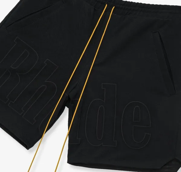 RHUDE Summer Letter Logo Embroidered Drawstring Shorts Black S-XL Size