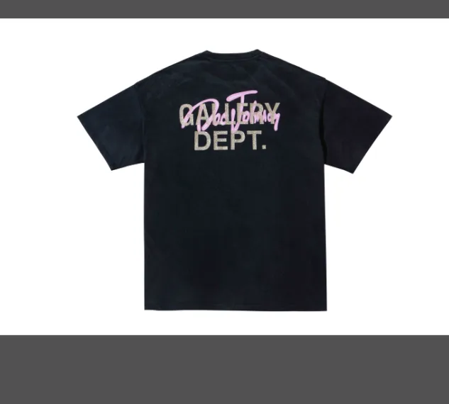 Gallery Dept BODY COCKTAILS TEE Vintage Cocktail Neon Girl Letter Washed Vintage Short Sleeve T-shirt Washed Black S M L XL