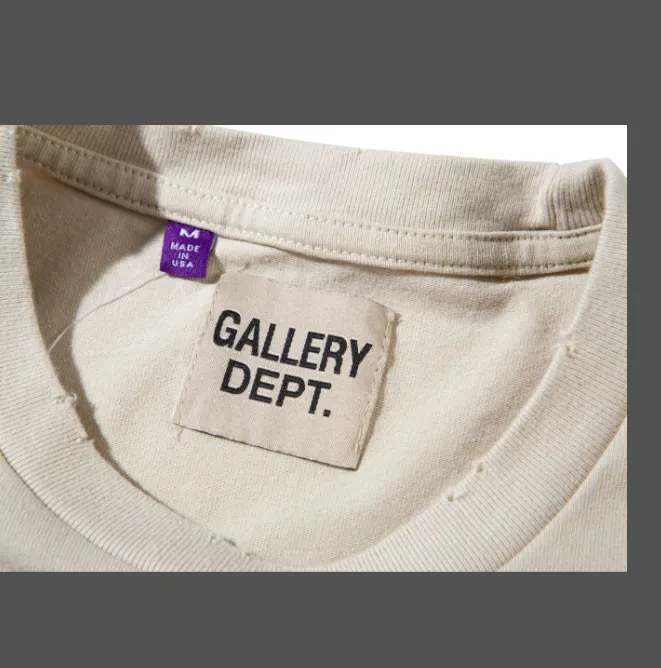 Gallery Dept Breaking News Tee Slogan Letter Printing Damaged Washed Short Sleeve T-shirt Rice Apricot S M L XL