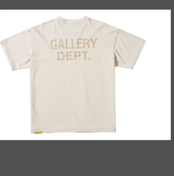 Gallery Dept Breaking News Tee Slogan Letter Printing Damaged Washed Short Sleeve T-shirt Rice Apricot S M L XL