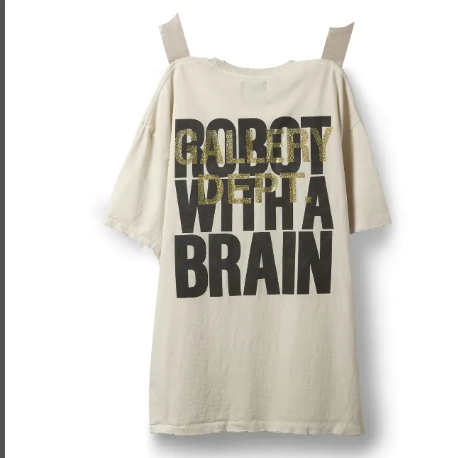 G867 GALLERY DEPT ROBOT BRAN TEE Work Plan Limited English Slogan Printed Short Sleeve T-shirt Apricot S M L XL