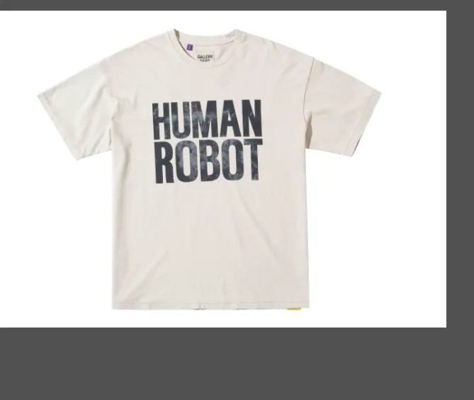 G867 GALLERY DEPT ROBOT BRAN TEE Work Plan Limited English Slogan Printed Short Sleeve T-shirt Apricot S M L XL