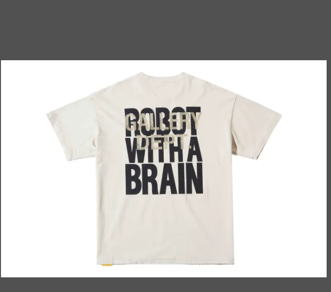 G867 GALLERY DEPT ROBOT BRAN TEE Work Plan Limited English Slogan Printed Short Sleeve T-shirt Apricot S M L XL