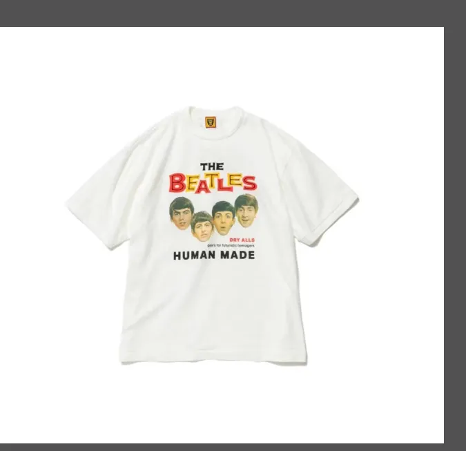 MAN MADE THE BEATLES TEE Salute to The Beatles Portrait Commemorative Band Printed Bamboo Cotton Cylinder Short Sleeve T-shirt White S M L XL