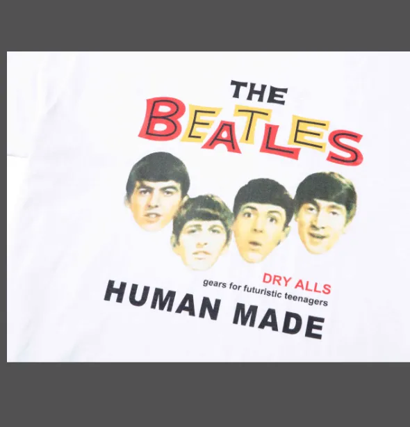 MAN MADE THE BEATLES TEE Salute to The Beatles Portrait Commemorative Band Printed Bamboo Cotton Cylinder Short Sleeve T-shirt White S M L XL