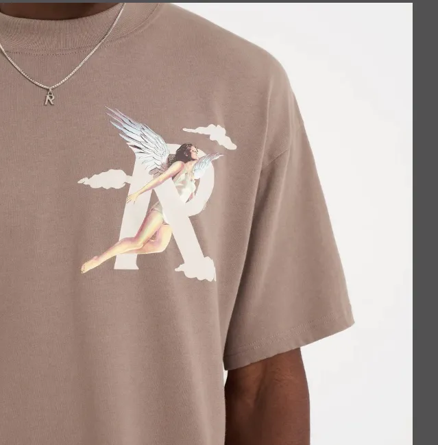 REPRESENT STORMS IN HEAVEN T-SHIRT Cloudy Angel Girl Printed Water Washed Retro Short Sleeve T-shirt Brown Grey Black White S M L XL